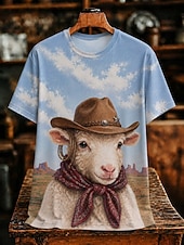 cheap Animals tee-Women's Western Boho T Shirt Print Graphic Animal Cat Vintage Stylish Classic Short Sleeve Crew Neck Round Neck Regular Tops Casual Daily Weekend Khaki Light Brown Sky Blue Summer Spring