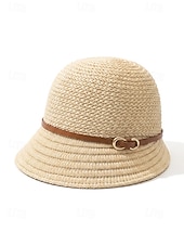 abordables Sombreros de mujer-Sombrero de sol de poliéster tejido para mujer, estilo cloche multicolor con ala larga en la parte delantera y corta en la trasera. Sombrero ligero ideal para vacaciones de verano, playa, viajes,