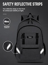 baratos Mochilas de Faculdade-Mochila escolar masculina impermeável, bolsa para laptop de grande capacidade com vários compartimentos, mochila resistente de poliéster com faixa refletora, mochila de viagem multicolorida para