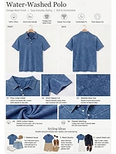  SoftFade™ Women's 100% Cotton Shirt Vintage Washed Cotton Polo Shirt Short Sleeve Shirt Collar