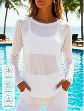 economico T-shirt semplice-T-shirt da donna a maniche lunghe ad asciugatura rapida, traspirante e rinfrescante.