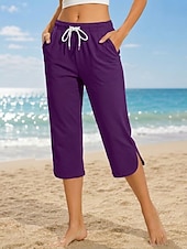 preiswerte Sportliche Shorts-Damen Caprihose Lässig Wadenlang Natürliche Taille Einfach Komfort Hohe Elastizität Urlaub Blau Violett Dunkelblau Pfauenblau Sommer Frühling Normale Passform