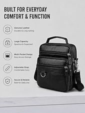 economico Borselli da uomo-Borsa a tracolla da uomo in pelle, borsa a spalla con cerniera e tasche multiple, ideale per lavoro, viaggi e uso quotidiano.