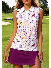 preiswerte Damenbluse-Damen Abstrakt Sporthemd Golf-Poloshirt Tank Top Tennis Shirt Ärmellos Blumen Knöpfe UPF50+ UV-beständig Hohe Elastizität Feuchtigkeitsableitend Atmungsaktiv Volleyball Tennis Golfspiel Kragen