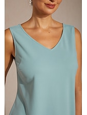 economico Rifinitura-Per donna Completi da abito in due pezzi Tubino Colonna Abito da Cocktail Abito da invitata a nozze Lunghezza al ginocchio Scollo a V Manica 3/4 Manica illusione Elegante con Pizzo Tessuto