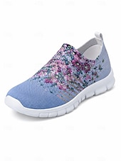 economico Sneakers da donna-Sneakers da passeggio da donna con stampa floreale, scarpe leggere e traspiranti in mesh, ideali per viaggi informali, passeggiate in giardino e comfort quotidiano.