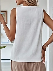  Per donna Canotta Traforato Semplice Elegante Casual Senza Maniche Scollo a V Top Regolari Casuale Quotidiano Bianco Giallo Rosa Viola Estate Primavera