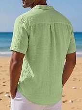  Homme Chemise en lin Chemise d'été Tenue de plage Chemise Boutonnée Uni Vacances Croisière Noir Blanche Vert Claire Rose Claire Manche Courte Col Rabattu Été Vêtement Tenue