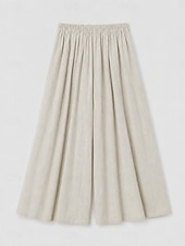 preiswerte Premium-Leinen-Kollektion-Damen-Leinenhose mit weitem Bein, mittelhoher Bund, durchgehende Taschen, elastischer Bund, Vintage-Stil, Resort-Look, lässig, Reisweiß