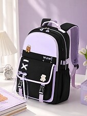 cheap Kids &amp; Teen Backpacks-Student School Backpack,Waterproof Polyester Bookbag,Large Capacity,Multi-Compartment Cute Schoolbag for Girls,Reflective Travel Bag with Luggage Strap,Multi Colors