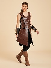 cheap Dresses-Medieval Renaissance Dress Armor Vest Warrior Shieldmaiden Barbarian Fancy Dress Women's Viking Fantasy Halloween Carnival Performance LARP Ren Faire Adults' Dress