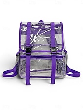 cheap College Backpacks-Heavy Duty Clear Backpack Stadium Approved - Transparent PVC School Bag with Dual Buckles &amp; Mesh Pockets for Students, Work, and Travel