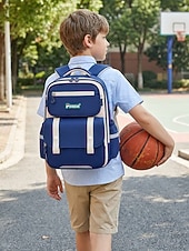 cheap Kids &amp; Teen Backpacks-Kids School Backpack, Waterproof Polyester Large Capacity Bookbag with Multiple Compartments, Adjustable Straps, Breathable Back Panel, Reflective Safety, Green Beige for Boys and Girls Back to School