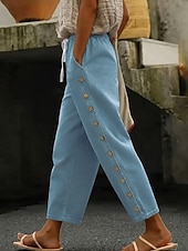 cheap Straight-Leg Pants-Women's Jeans denim Chinos Casual Pants Fashion Full Length High Waist Comfort Inelastic Vacation Formal Blue Black Green Khaki Summer Spring Regular Fit