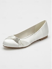 economico Madre della Sposa/Sposo-scarpe da sposa con tacco basso per la madre della sposa – eleganti scarpe da sera in raso color champagne per matrimoni formali