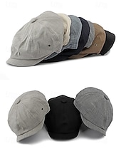 abordables Sombreros de hombre-Gorra ligera de verano para hombre, gorra de estilo newsboy de poliéster y algodón transpirable con ajuste elástico, gorra plana clásica para conducir, ideal para golf, viajes y actividades al aire