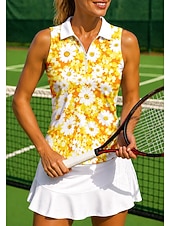 abordables Camisa de Mujer-Mujer Flores Tops Camisa deportiva Camisas de polo Camiseta de tenis Sin Mangas Cremallera Floral UPF50+ Resistente a los rayos UV Alta elasticidad Dispersor de humedad Transpirable Voleibol Tenis