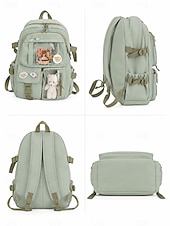 cheap Kids &amp; Teen Backpacks-Tween &amp; Teen Girls Cute Kawaii Backpack, Large Capacity Multi-Pocket School Bag with Transparent Display Pocket &amp; Plush Toy for Back to School