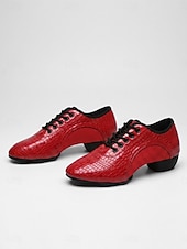 preiswerte Tanzschuhe zum Üben-Rote Damen-Trainingsschuhe für lateinamerikanische Tänze – professionelle Tanzschuhe mit atmungsaktiven Mesh-Einsätzen und flexibler, geteilter und gepolsterter Sohle &amp;Stabiler Absatz für Salsa,