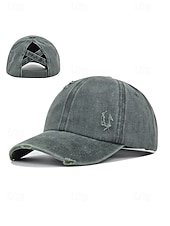 economico Cappelli da donna-Cappellino da baseball da donna in cotone lavato con coda di cavallo, cappello regolabile multicolore per chignon disordinato, cappellino estivo casual per viaggi, attività all'aperto, uso quotidiano