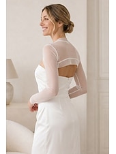 preiswerte Wraps für Hochzeitsgäste-Schals Damenumhang Elegant Rein Sonnenschutz Langarm Tüll Hochzeit Schals Mit Unifarbe Für Party Frühling &amp; Sommer