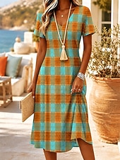 preiswerte Boho Kleider-Damen Midikleid T-Shirt-Kleid A Linie Kleid Elegant Urlaub Vintage Strand Normale Passform Blumen Grafik Kurzarm V Ausschnitt Hellgelb Gelb Rosa Purpur Sommer Frühling