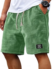 voordelige Casual korte broek-Voor heren Wafel korte broek Korte broek Zomer korte broeken Strandshorts Casual korte broek Trekkoord Elastische taille Kleurenblok Effen Kleur Met Textuur Comfort Korte Casual Dagelijks Buiten