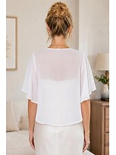 cheap Wedding Guest Wraps-Women's Wrap Shrug Mother's Wraps Bridal's Wraps Wedding Guest 's Wraps Elegant Ladies Formal Style Short Sleeve Chiffon Wedding Wraps With Pure Color For Daily Spring &amp; Summer