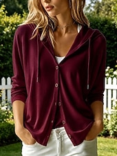 economico Felpe Semplici-Per donna Felpe con cappuccio Elegante Abbigliamento Sportivo Moderno Manica Lunga Con Cappuccio Top lunghi Casuale Streetwear Abbigliamento Quotidiano Bianco Giallo Rosso Verde Beige Estate Primavera