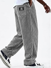 abordables pantalones casuales-Hombre Pantalones cargo Pantalones Pantalones de Pana Pantalones casuales Pantalones anchos Correa Retazos Bolsillo con cremallera Color sólido Comodidad Longitud total Casual Diario Exterior Moda
