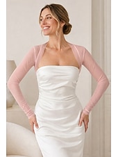 preiswerte Wraps für Hochzeitsgäste-Schals Damenumhang Elegant Rein Sonnenschutz Langarm Tüll Hochzeit Schals Mit Unifarbe Für Party Frühling &amp; Sommer