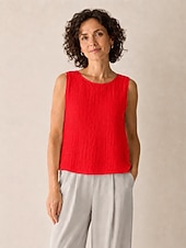 economico Collezione di Lino Premium-Per donna Canotta Maglietta Arricciato Tinta unica Elegante Moda Senza Maniche Girocollo Top Regolari Casuale Blu Bianco Rosso Arancione Estate Primavera