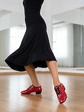 preiswerte Tanzschuhe zum Üben-Rote Damen-Trainingsschuhe für lateinamerikanische Tänze – professionelle Tanzschuhe mit atmungsaktiven Mesh-Einsätzen und flexibler, geteilter und gepolsterter Sohle &amp;Stabiler Absatz für Salsa,