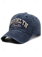 cheap Men's Hats-Men's Vintage Washed Cotton Baseball Cap Embroidered Letter Dad Hat Adjustable Strap Multi-Color Retro Casual Hat for Travel, Outdoor, Streetwear, Everyday Wear