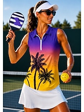 economico Camicia Donna-Per donna Sfumatura Tropicale Top Maglietta sportiva Polo da golf Maglia da tennis Senza Maniche Cerniera Floreale UPF50+ Resistente ai Raggi UV Alta elasticità Traspirante Pallavolo Tennis Golf
