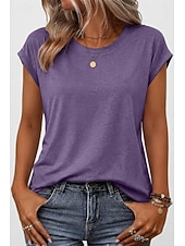 economico T-shirt semplice-Per donna Maglietta Semplice Elegante Manica Corta Manica a pipistrello Girocollo Top lunghi Casuale Quotidiano Uscire Blu Verde acqua Nero Bianco Rosa Estate Primavera