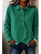  Femmes Chemise Chemises Polo Gaufre Texture Couleur Unie Quotidien Revers Occasionnel Quotidien Vêtements de rue Bleu Bleu Roi Orange Vert Beige Printemps Automne