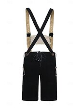  Oktoberfest Lederhosen Set Shirt Tyrolean Hat Above Knee Embroidery Stand Collar Mandarin Collar Bavarian Alpine Heritage Wiesn Men's Carnival Beer Festival Traditional Style Cloth
