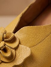 cheap Women's Flats-Women's Yellow Floral Ballet Flats – Soft Slip-On Comfort Shoes with 3D Flower Detail and Flexible Non-Slip Sole  for Walking, Travel, Shopping and Everyday Wear