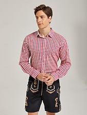 cheap Lederhosen Set-Oktoberfest Lederhosen Set Shirt Tyrolean Hat Knee Length Embroidered German Alpine Heritage Wiesn Men's Carnival Party Beer Festival Traditional Style Cloth