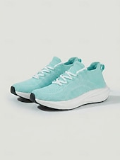 voordelige Dames Hardloopschoenen-Oranje instapschoenen voor dames – ademende gebreide sportschoenen met schokabsorptie &amp;Antislip buitenzool voor hardlopen, wandelen, krachttraining, fitnessoefeningen, reizen en comfort de hele dag