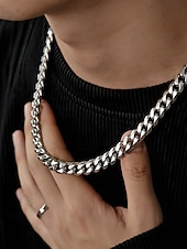 preiswerte Herrenschmuck-Herren-Halskette aus Edelstahl im Hip-Hop-Stil mit kubanischen Gliedern, polierte, klobige Kette – perfekt für lässige Streetwear, Sommermode, Alltagskleidung und als Geschenk für modebewusste