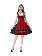 cheap Dirndl Set-Oktoberfest Dirndl Dress Carnival Costume Mini Length Sexy Square Neck German Alpine Heritage Wiesn Women's Carnival Beer Festival Traditional Style Cloth