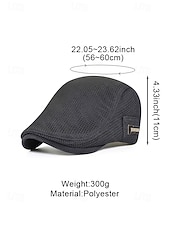 cheap Men's Hats-Men's Breathable Mesh Flat Cap Hat, Adjustable Polyester Summer Hat, Lightweight Casual Classic Travel Headwear, Multi-Color Summer Outdoor Sun Protection Cap