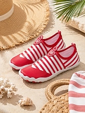 preiswerte Frauen-Damen-Wasserschuhe mit roten Streifen, schnelltrocknend – leichte, atmungsaktive Aquaschuhe mit rutschfester Sohle, flexible Barfuß-Strandschuhe zum Schwimmen, Surfen, Flusswandern, Tauchen und für