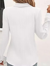  Damenbluse mit vertikalen Streifen, Kragen und Knopfleiste, langärmelig, knitterfrei, locker geschnitten, leicht, für Büro und Freizeit