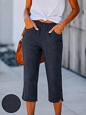  Damen-Jeans, Denim-Caprihose, Urlaubs-Caprihose, hoher Bund, bequem, ohne Gummizug, für Urlaub, formelle Anlässe und Alltag, schwarz, marineblau, hellblau, Sommer, Frühling, normale Passform
