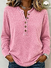  Pentru femei Cămașă Henley Spălare acidă Spălare vintage Grafic Simplu Epocă Modă Stilat Fără manșon Manșon scurt Manșon Lung Henley Topuri obișnuite Casual Plajă Albastru piscină Roz Îmbujorat Gri