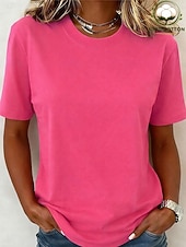 economico T-shirt semplice-T-shirt da donna 100% cotone - maglietta a maniche corte girocollo di alta qualità
