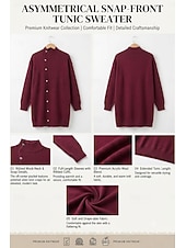  Per donna Dolcevita Cardigan Maglione in maglia a trecce Moda Streetwear Quotidiano Tinta unica A Coste Treccia Dolcevita Bottoni Manica Lunga Top lunghi Maglia Quotidiano Casa Data Bianco Nero